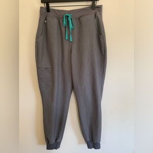 FIGS Zamora Jogger Scrub Pants Women High Waisted Gray Drawstring Medical